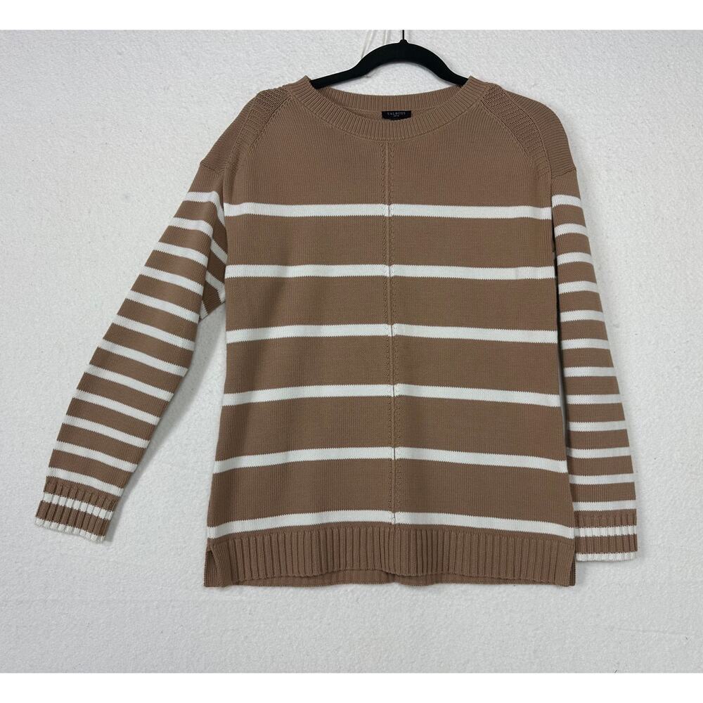Talbots Tan/White Preppy Striped Sweater Cotton Women's Size SP